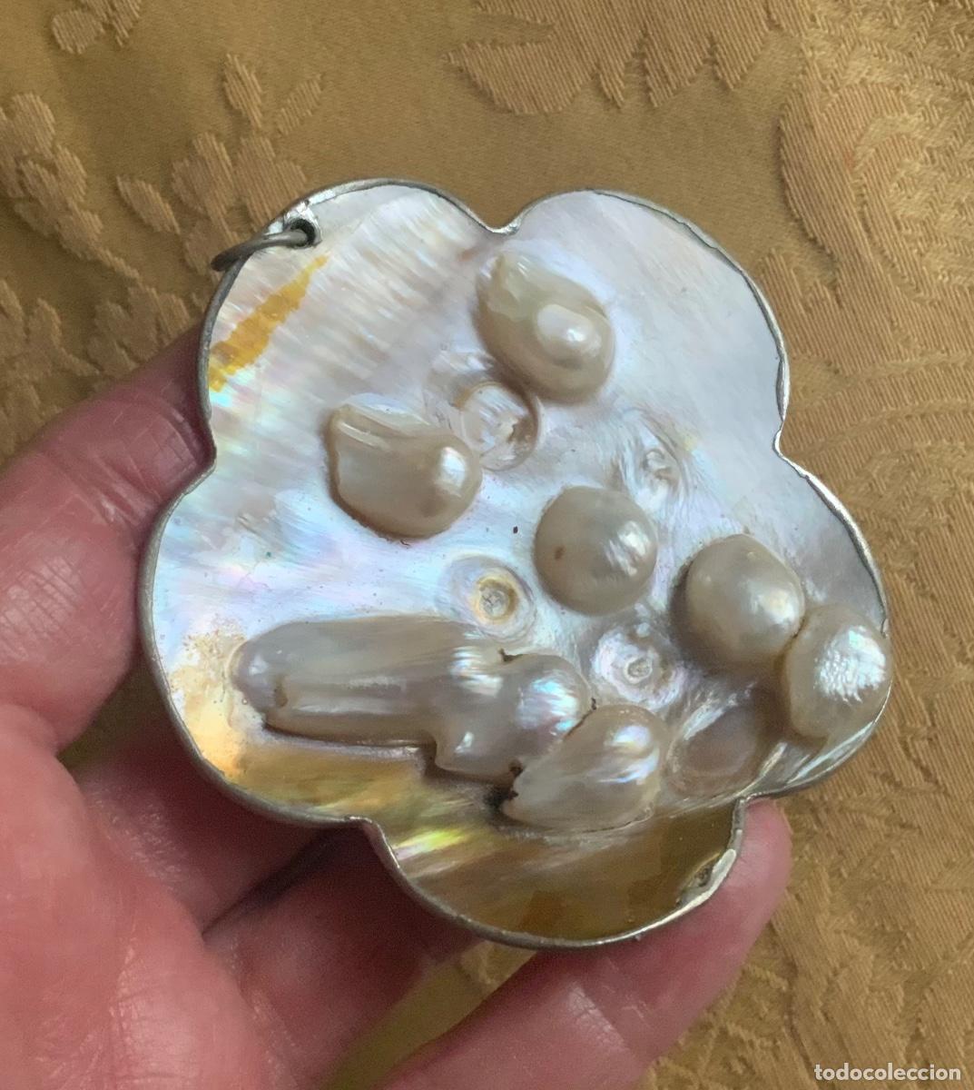 Vintage: COLGANTE DE N&Aacute;CAR CON PERLAS, FORMA DE FLOR - Foto 1