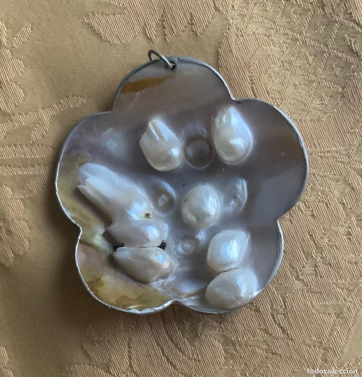 Vintage: COLGANTE DE N&Aacute;CAR CON PERLAS, FORMA DE FLOR - Foto 2
