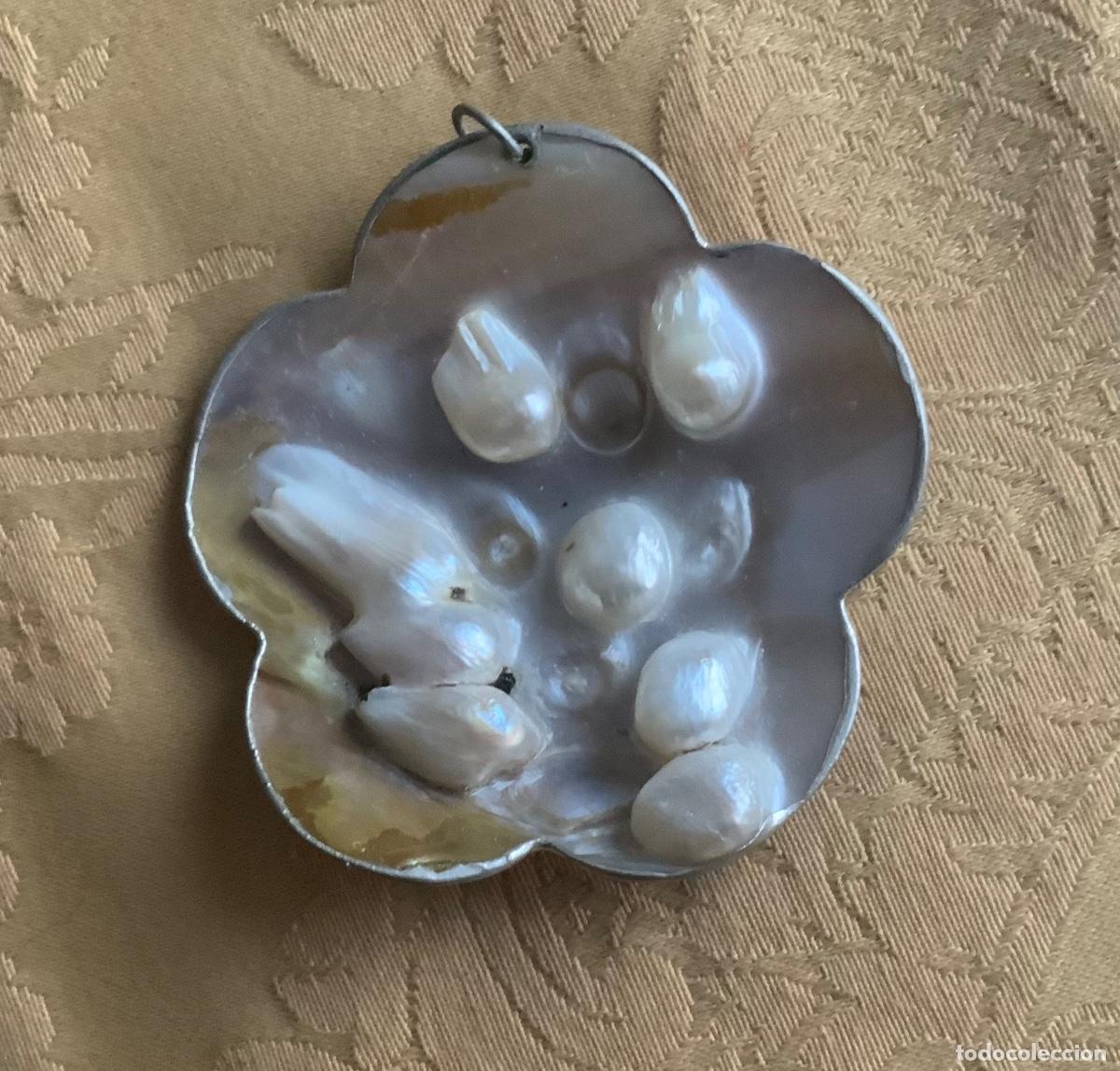 Vintage: COLGANTE DE N&Aacute;CAR CON PERLAS, FORMA DE FLOR - Foto 3