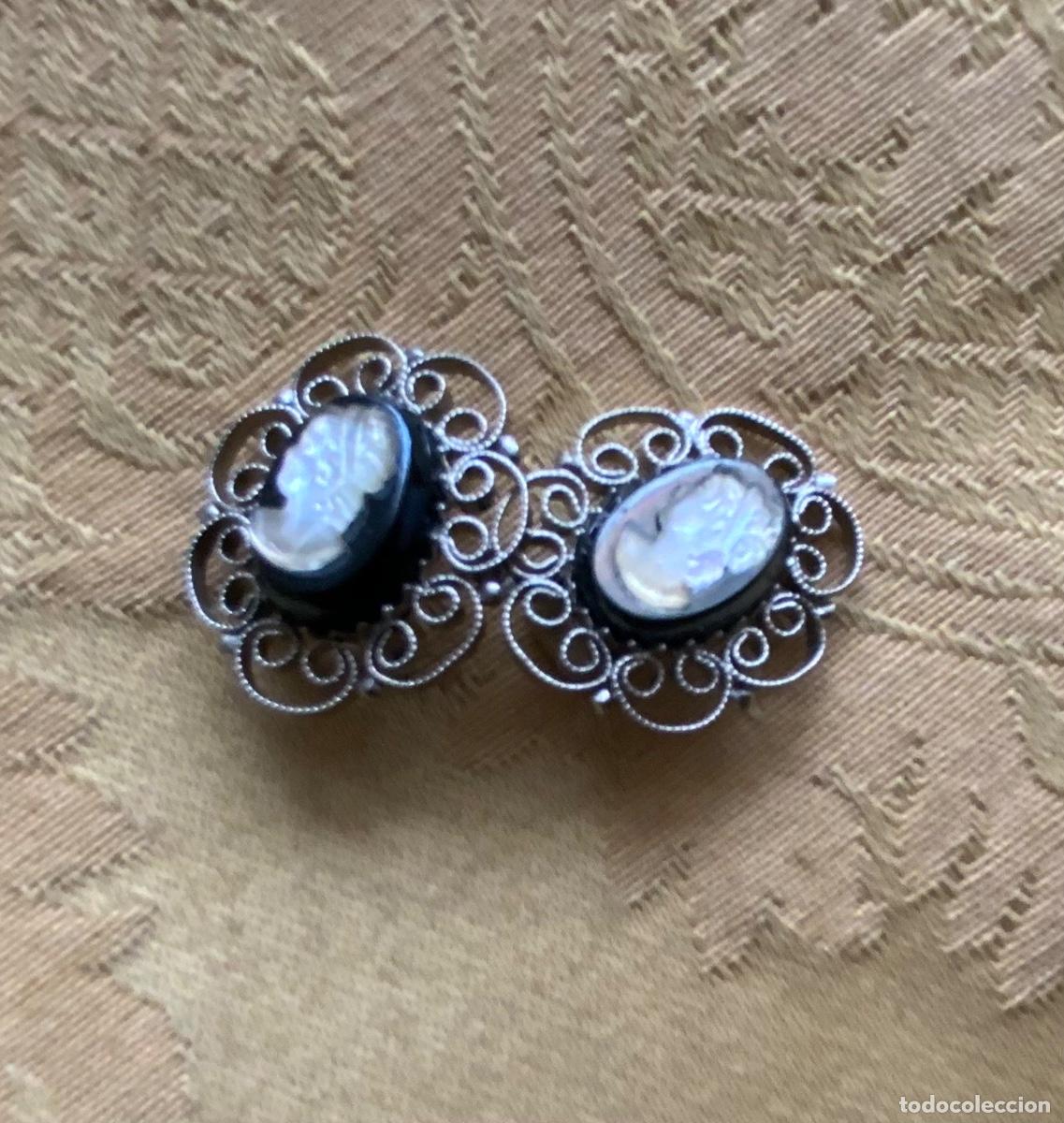 Vintage: ANTIGUOS PENDIENTES CAMAFEO DE CRISTAL - Foto 1
