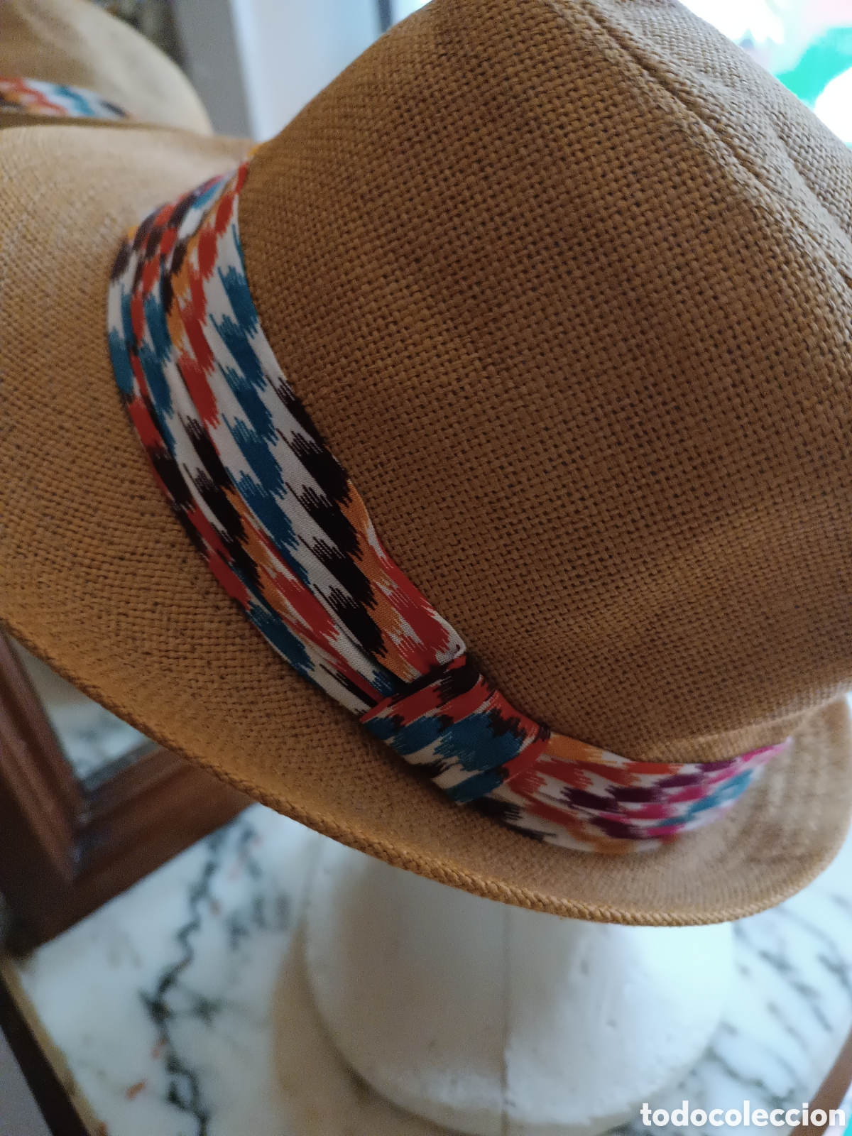 Vintage: Sombrero rafia loneta - Foto 4