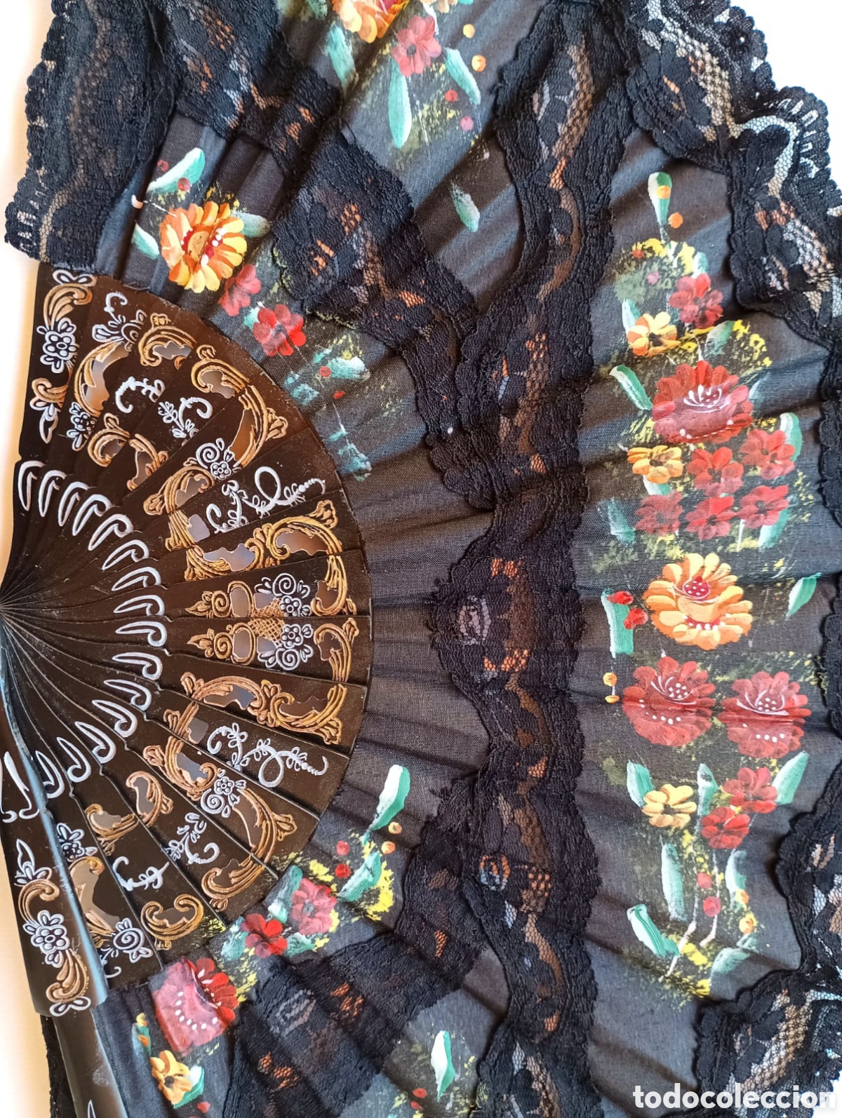 Vintage: Antiguo abanico pintado con encaje - Foto 3