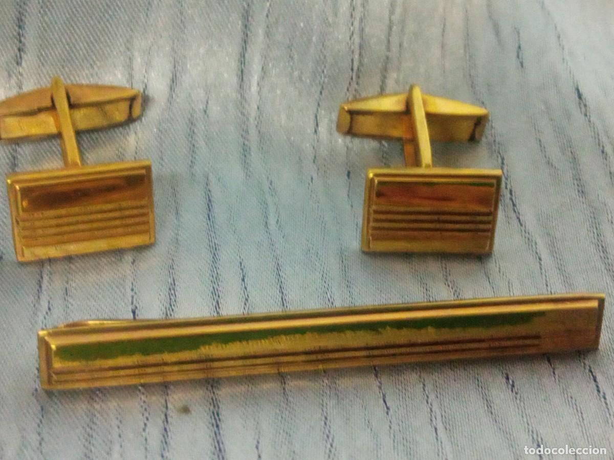 Vintage: Gemelos y sujeta corbata chapado - Foto 1