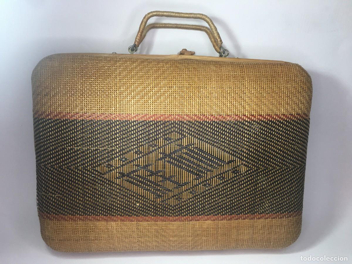 Vintage: BOLSO MALETIN DE MIMBRE Y MADERA - Foto 1