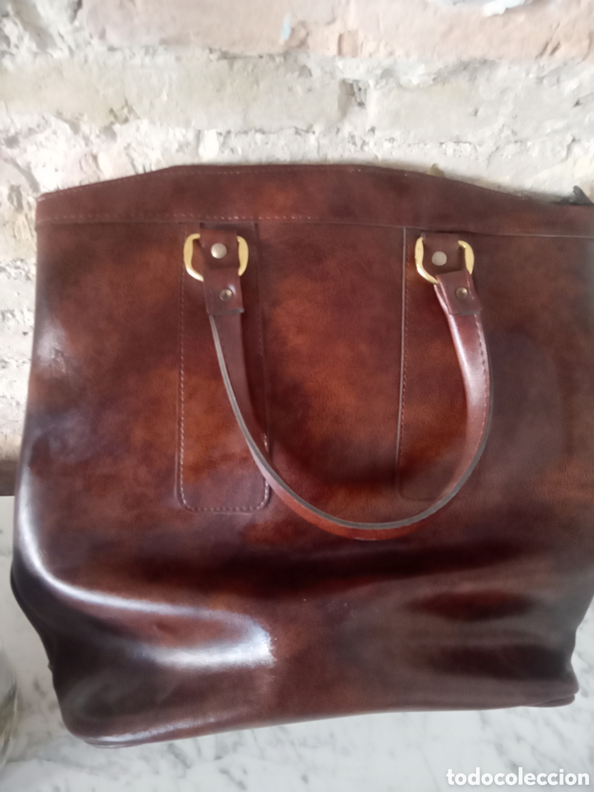 Vintage: Bolso de skay marr&oacute;n Vintage - Foto 2