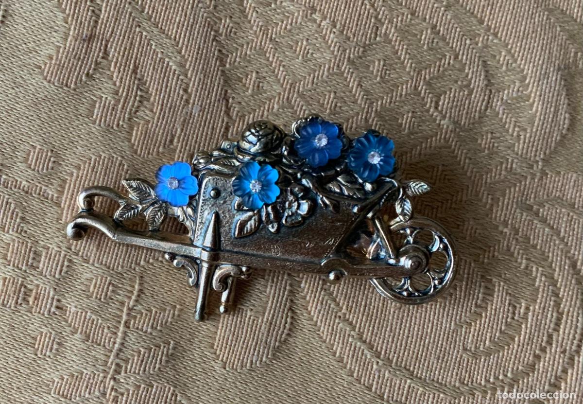 Vintage: BROCHE VINTAGE CARRO CON FLORES - Foto 1
