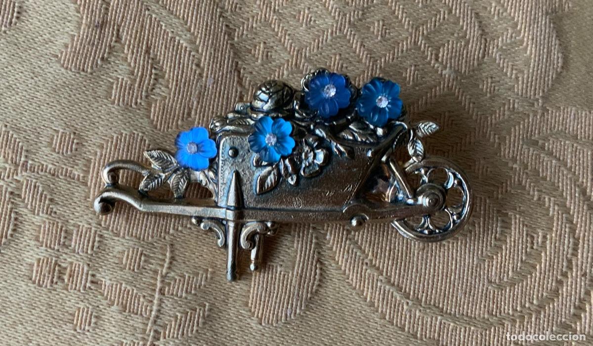 Vintage: BROCHE VINTAGE CARRO CON FLORES - Foto 2
