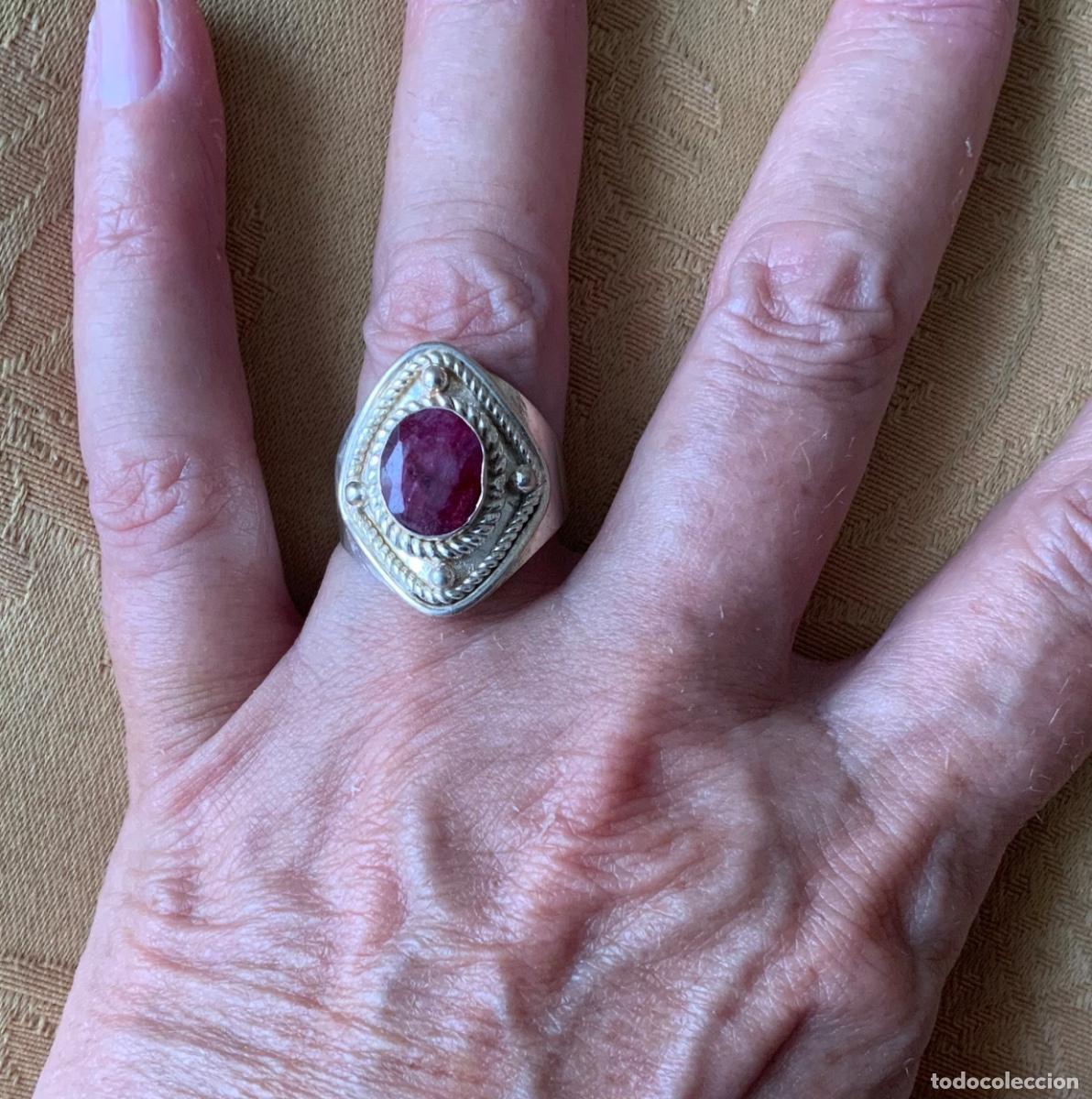 Vintage: ANILLO PLATA 925 RUB&Iacute; - Foto 1