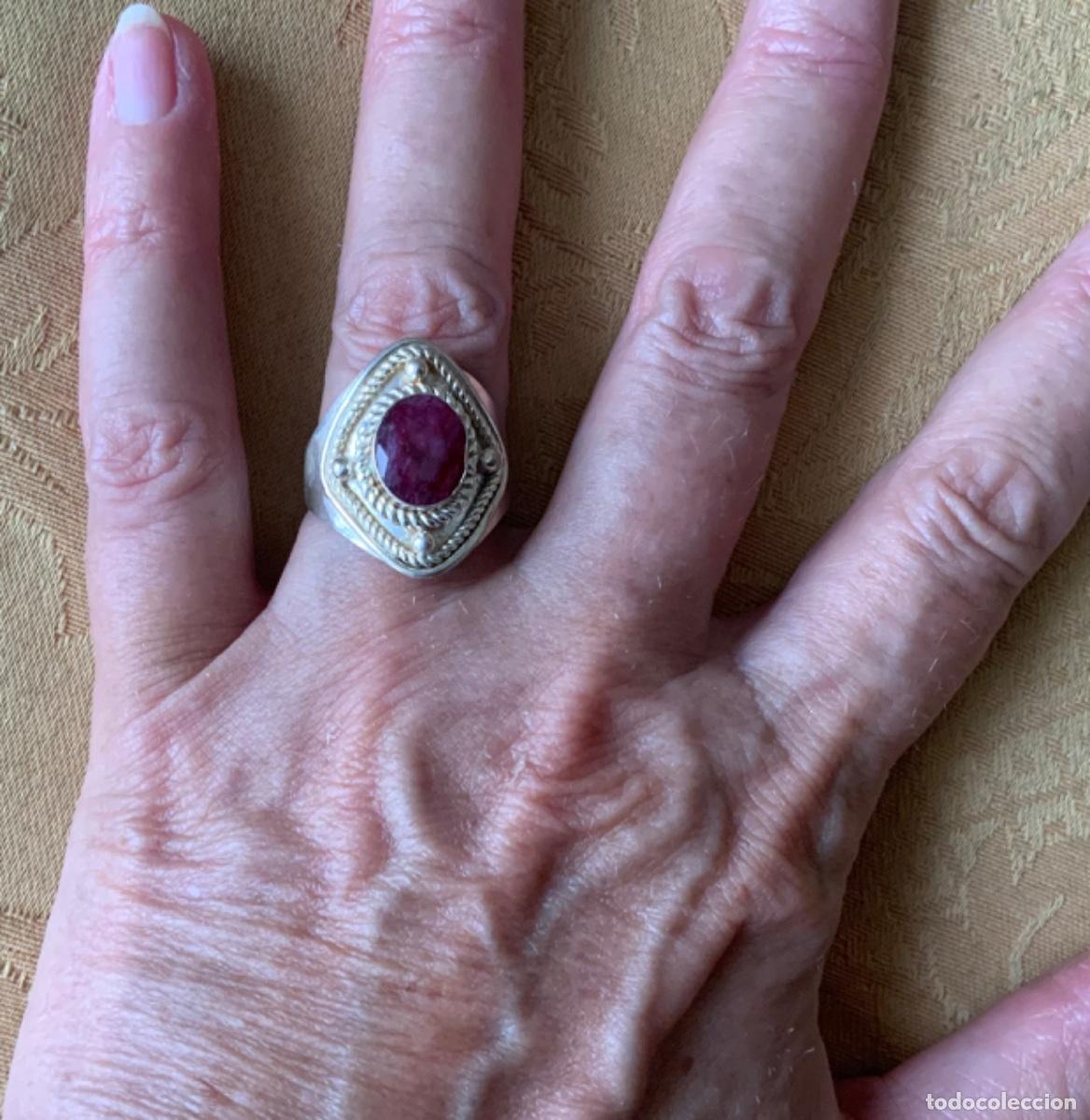 Vintage: ANILLO PLATA 925 RUB&Iacute; - Foto 3