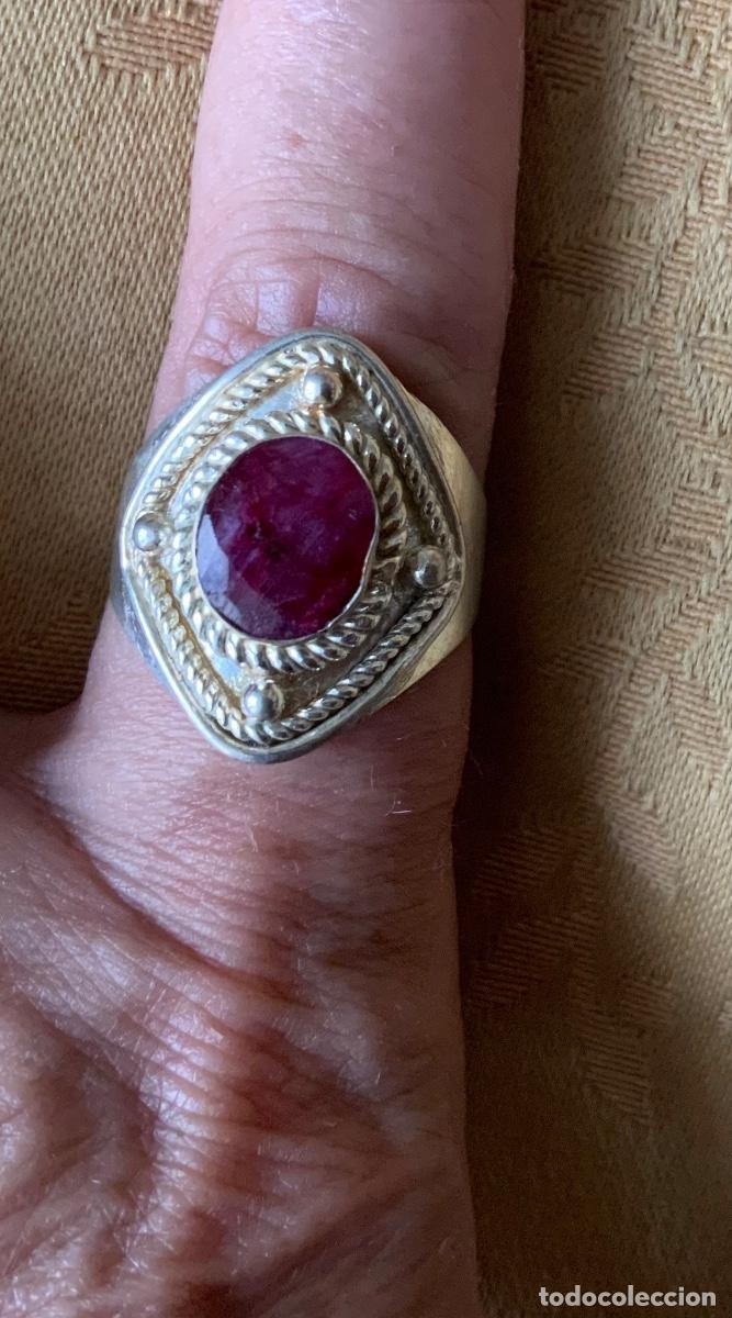 Vintage: ANILLO PLATA 925 RUB&Iacute; - Foto 5