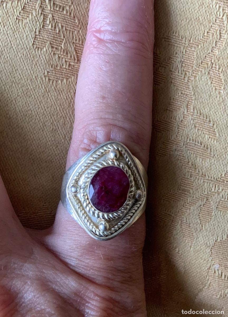 Vintage: ANILLO PLATA 925 RUB&Iacute; - Foto 6