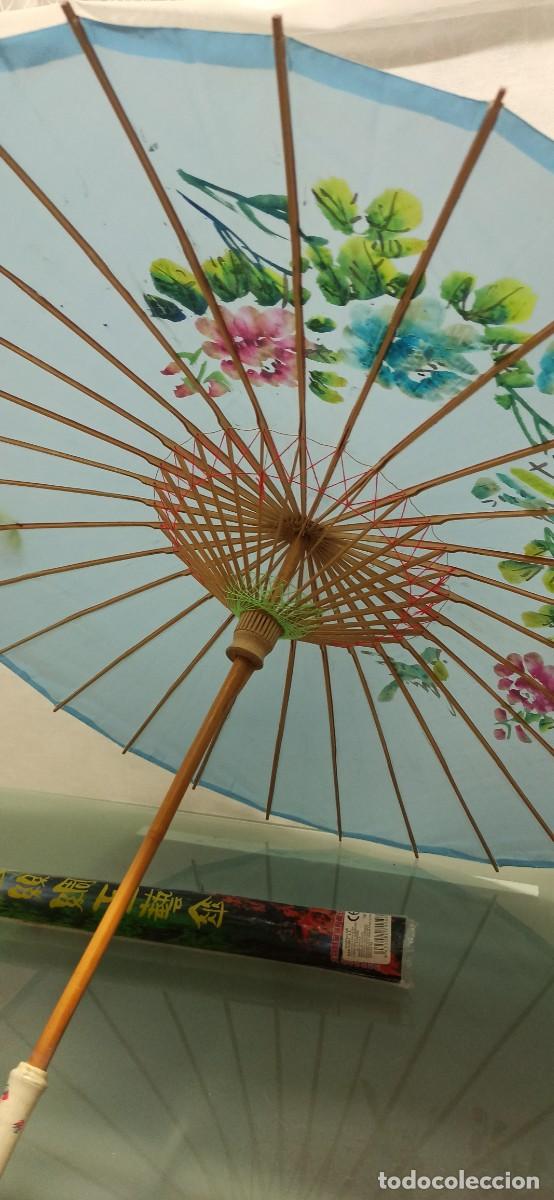 Vintage: Sombrilla Japonesa Seda Pintada - Foto 2