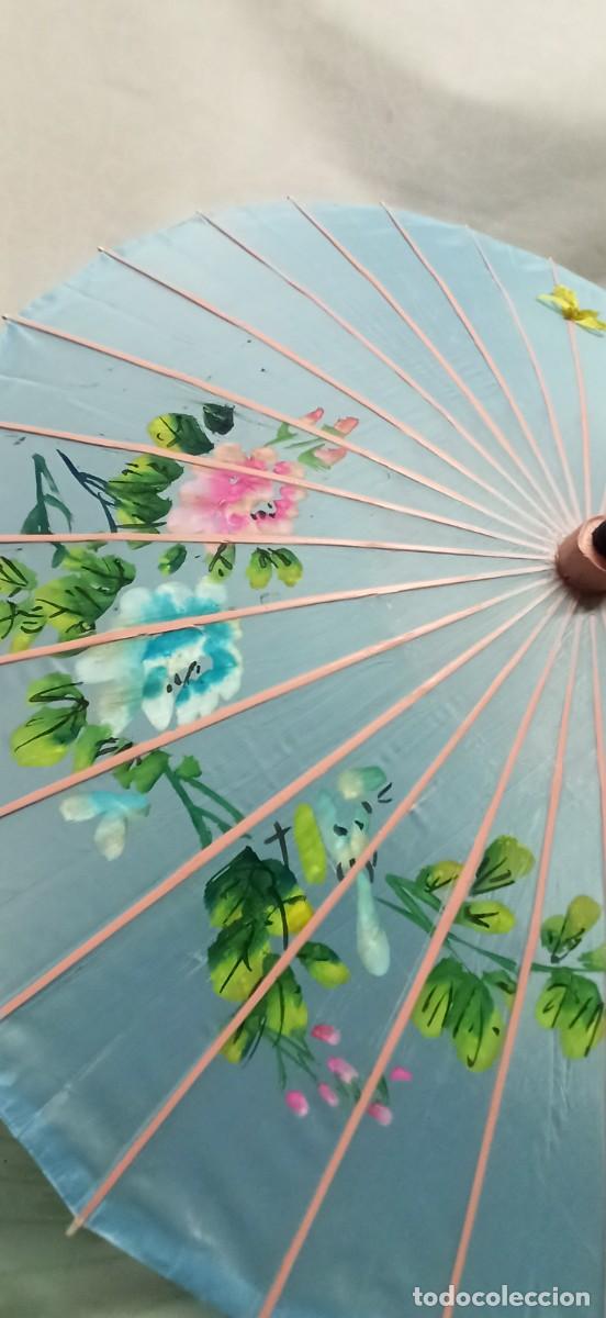 Vintage: Sombrilla Japonesa Seda Pintada - Foto 3