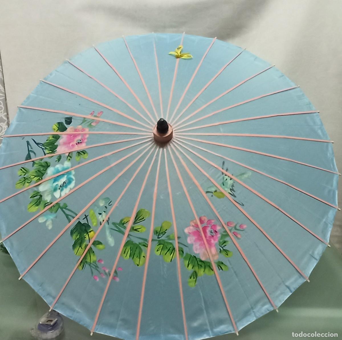 Vintage: Sombrilla Japonesa Seda Pintada - Foto 4