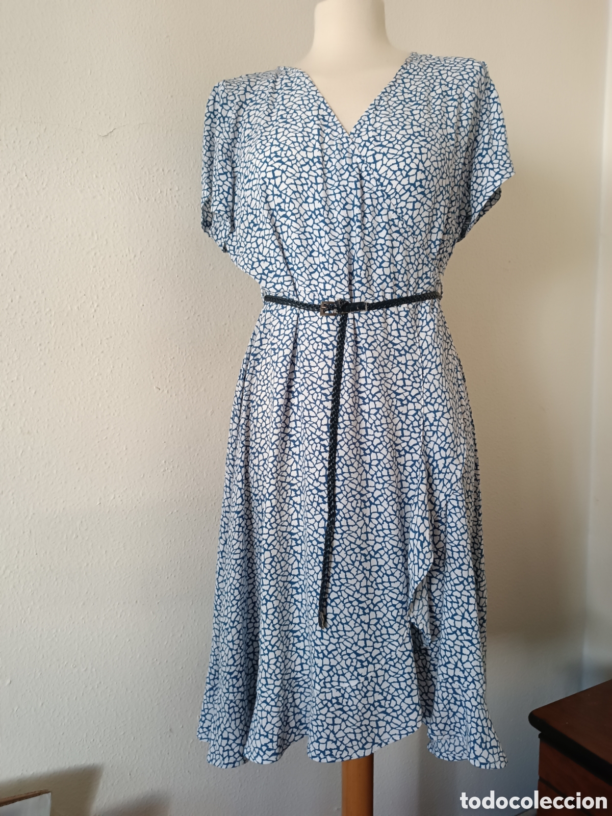 Vintage: Vestido de verano, azul y blanco - Foto 1