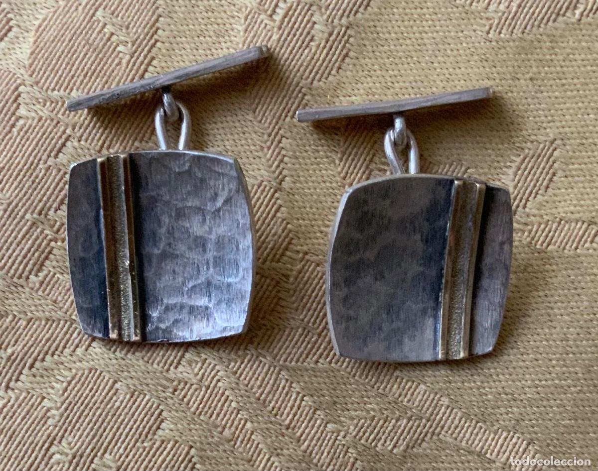 Vintage: GEMELOS DE PLATA HECHOS A MANO - Foto 2