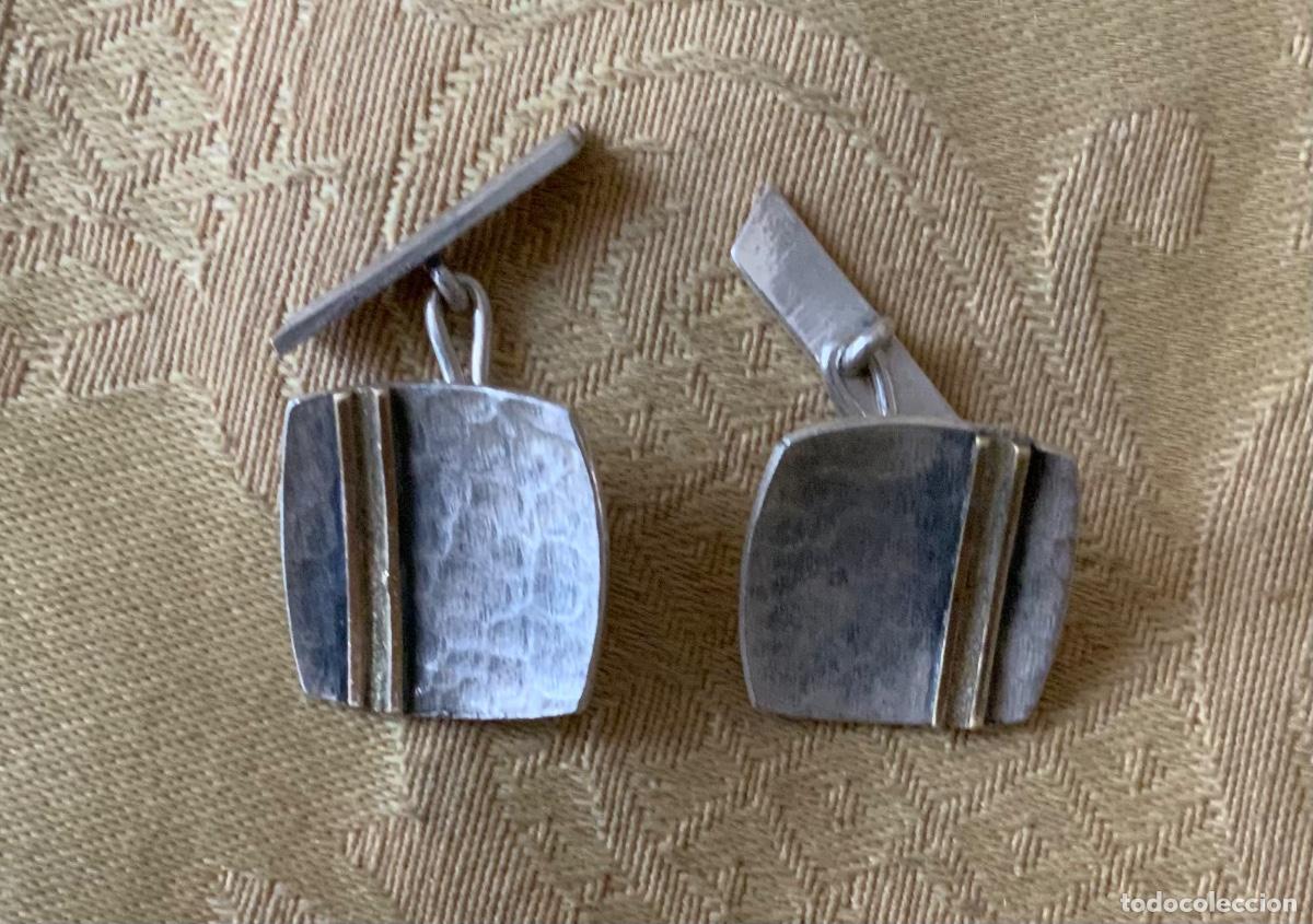 Vintage: GEMELOS DE PLATA HECHOS A MANO - Foto 4