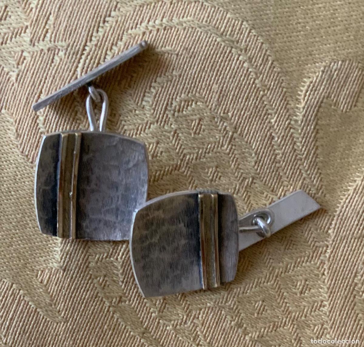 Vintage: GEMELOS DE PLATA HECHOS A MANO - Foto 9