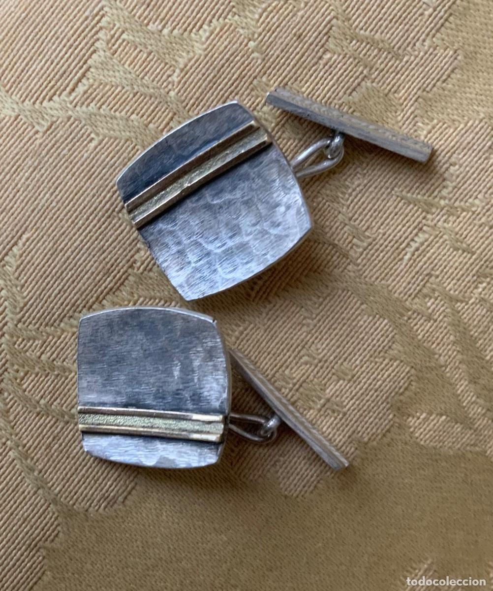 Vintage: GEMELOS DE PLATA HECHOS A MANO - Foto 13