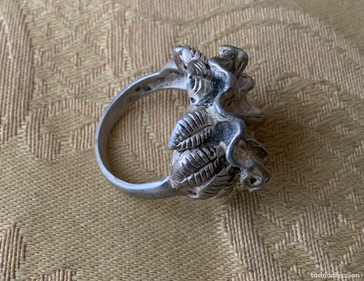 Vintage: ANILLO DE PLATA PUNZONADA, FLOR - Foto 3