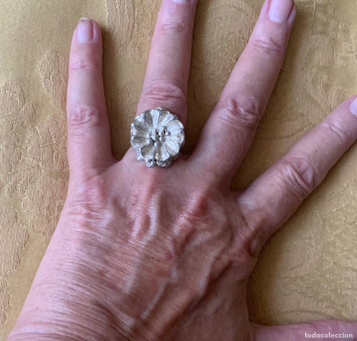 Vintage: ANILLO DE PLATA PUNZONADA, FLOR - Foto 4