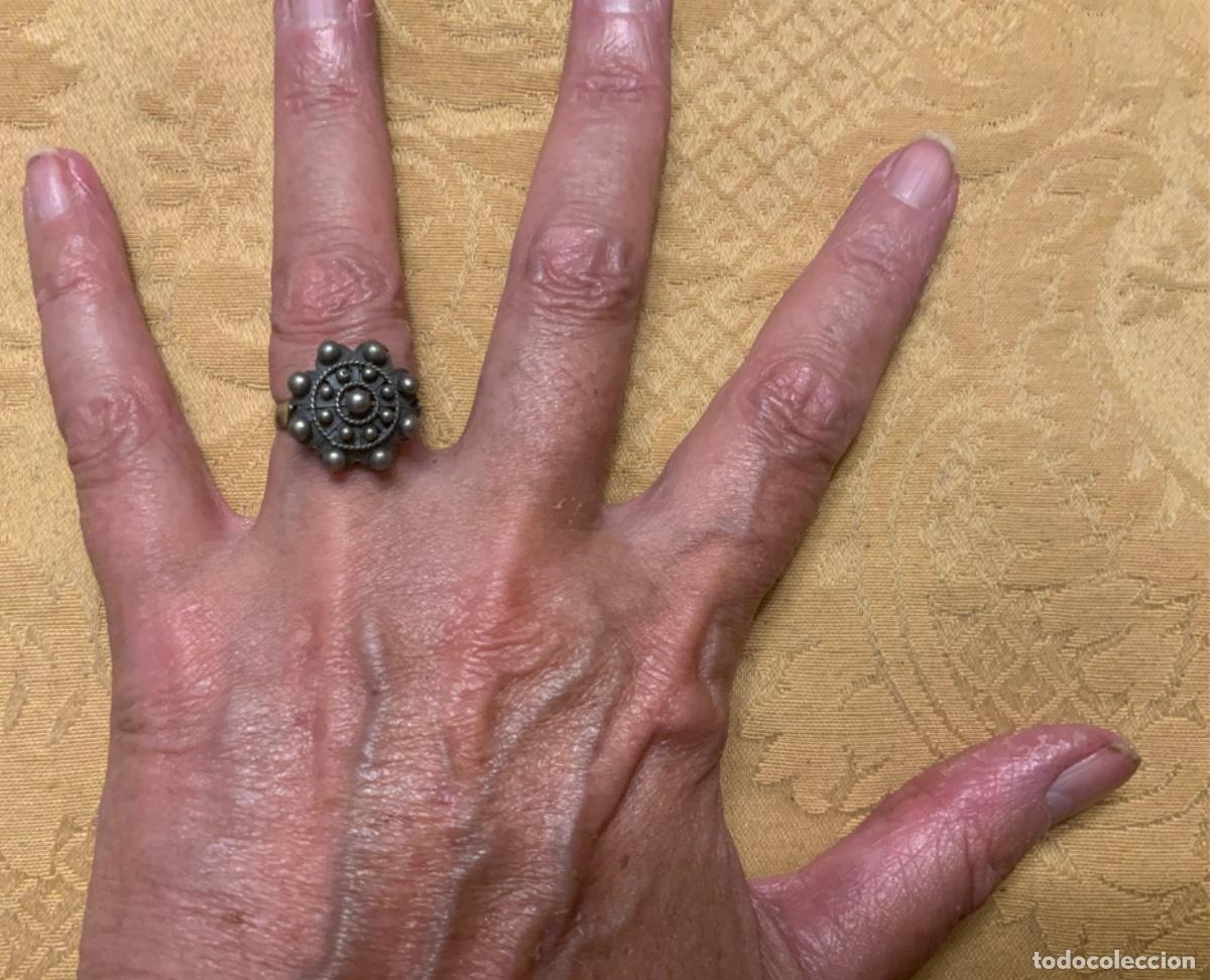 Vintage: ANTIGUO ANILLO DE PLATA BOT&Oacute;N CHARRO - Foto 5