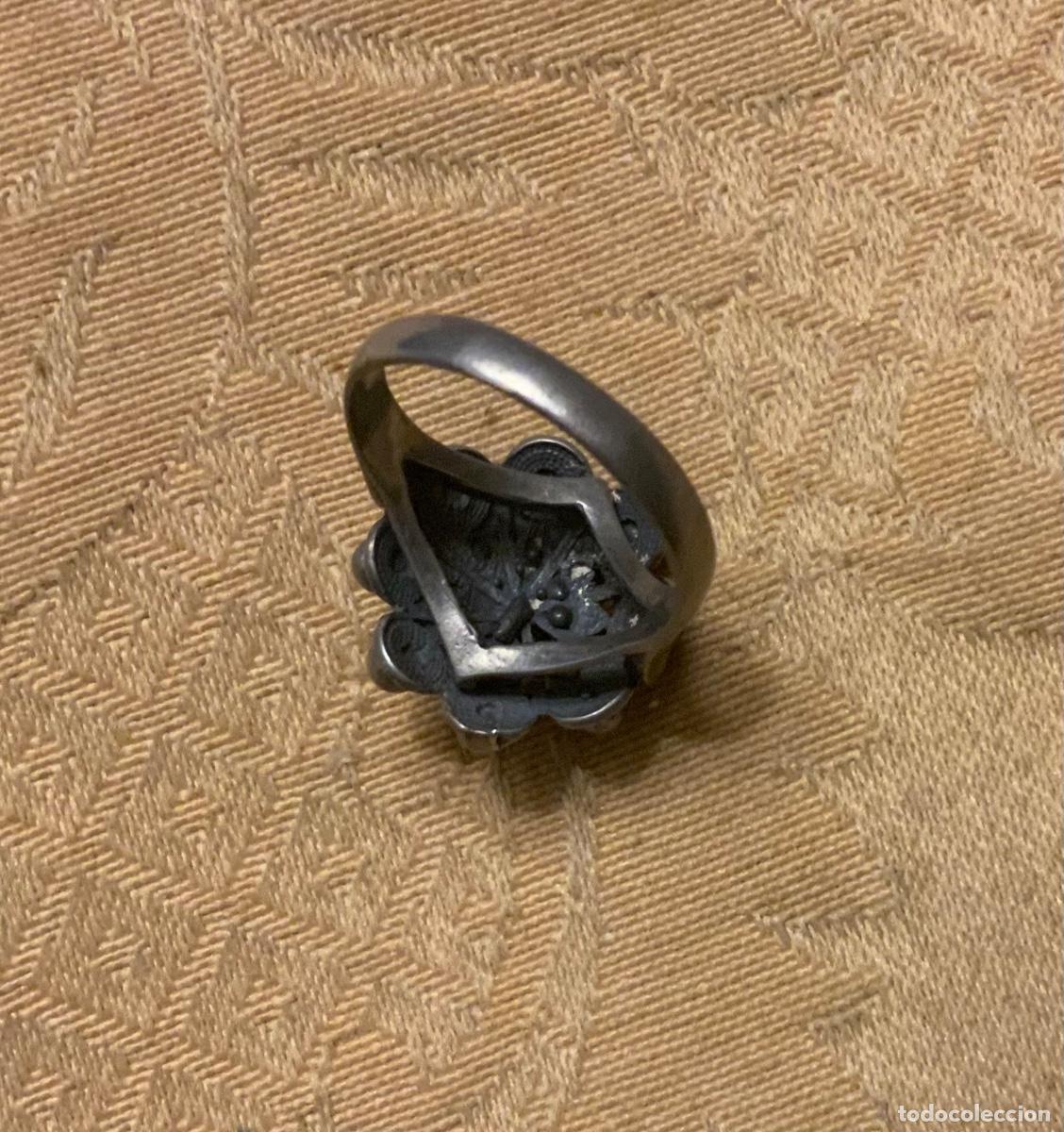 Vintage: ANTIGUO ANILLO DE PLATA BOT&Oacute;N CHARRO - Foto 8