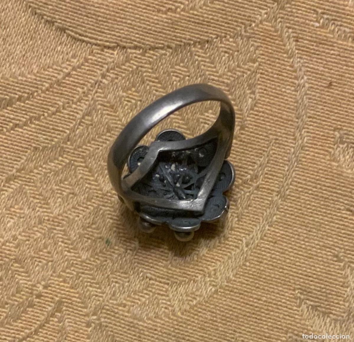 Vintage: ANTIGUO ANILLO DE PLATA BOT&Oacute;N CHARRO - Foto 11