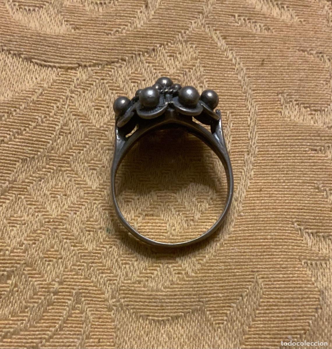 Vintage: ANTIGUO ANILLO DE PLATA BOT&Oacute;N CHARRO - Foto 13