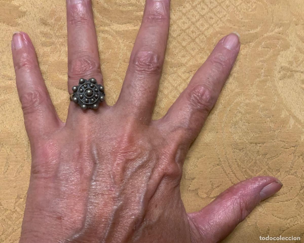 Vintage: ANTIGUO ANILLO DE PLATA BOT&Oacute;N CHARRO - Foto 14