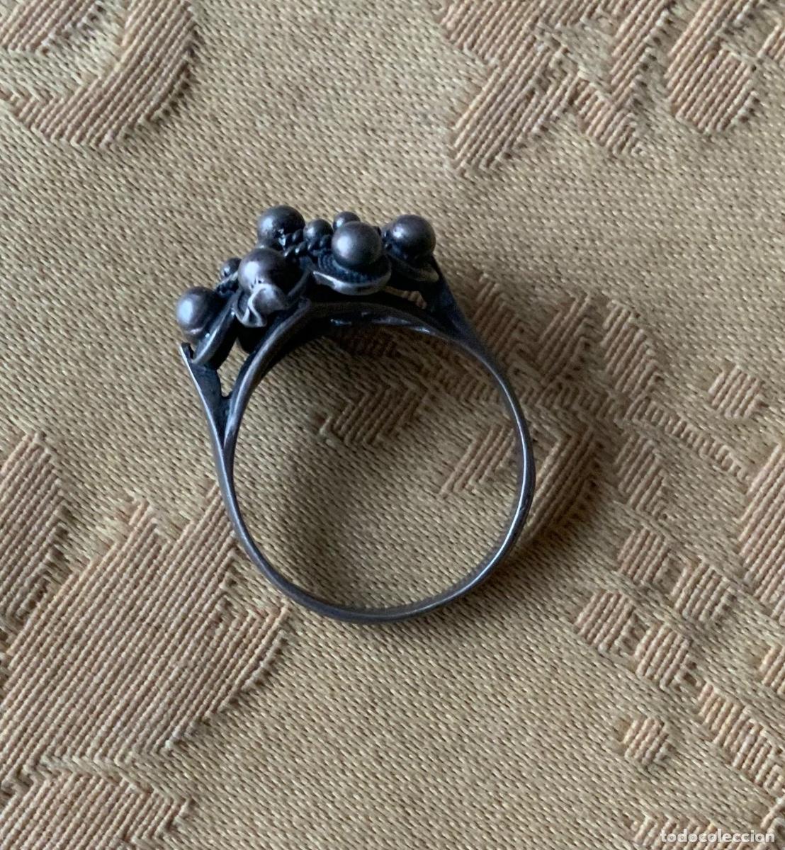 Vintage: ANTIGUO ANILLO DE PLATA BOT&Oacute;N CHARRO - Foto 7