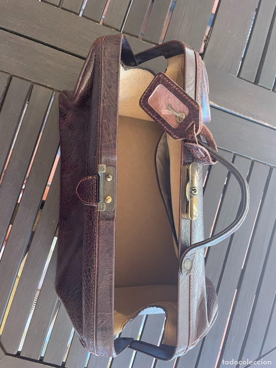 Vintage: MALETIN DE CUERO MARRON OSCURO - Foto 3