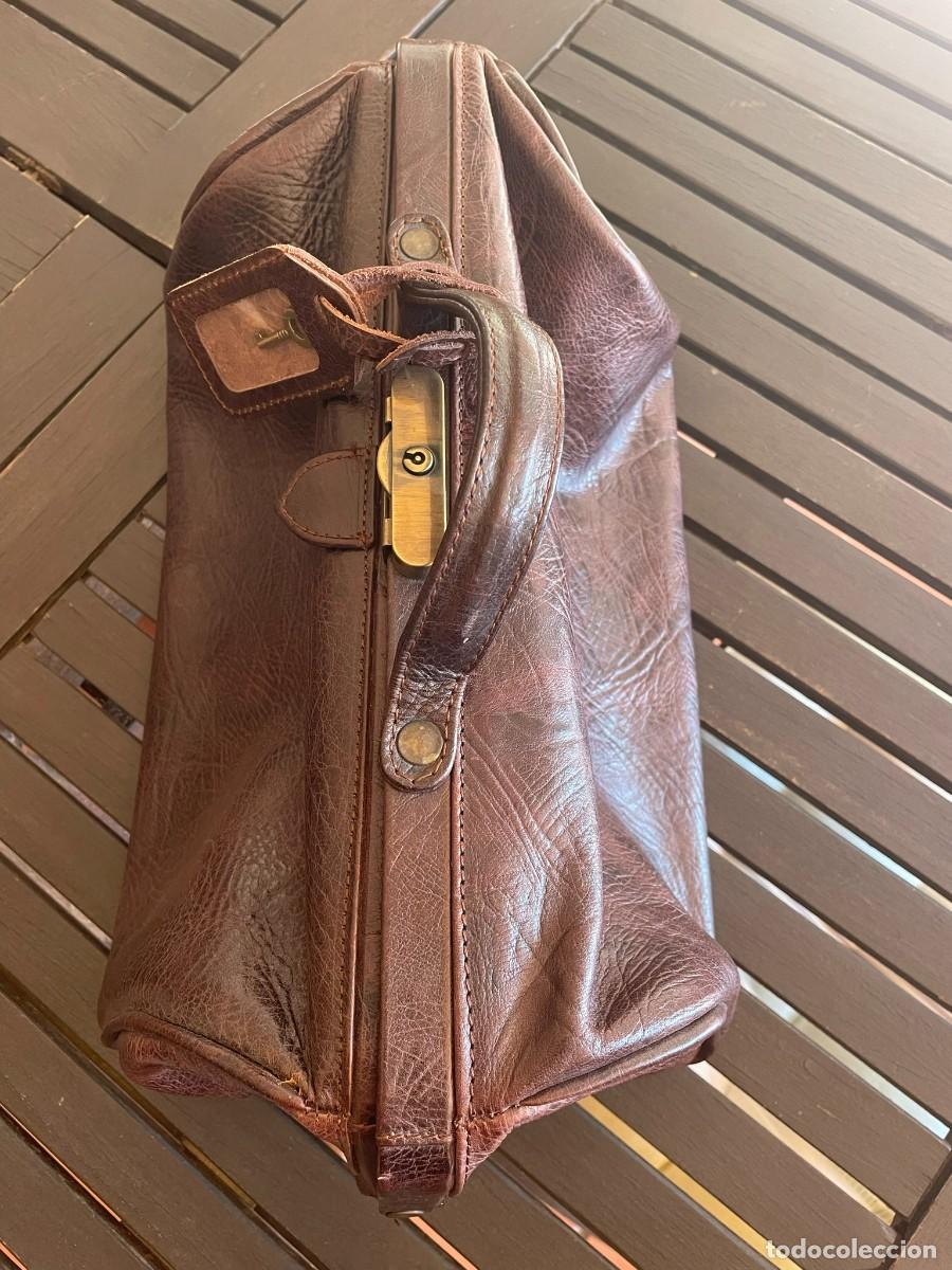 Vintage: MALETIN DE CUERO MARRON OSCURO - Foto 4