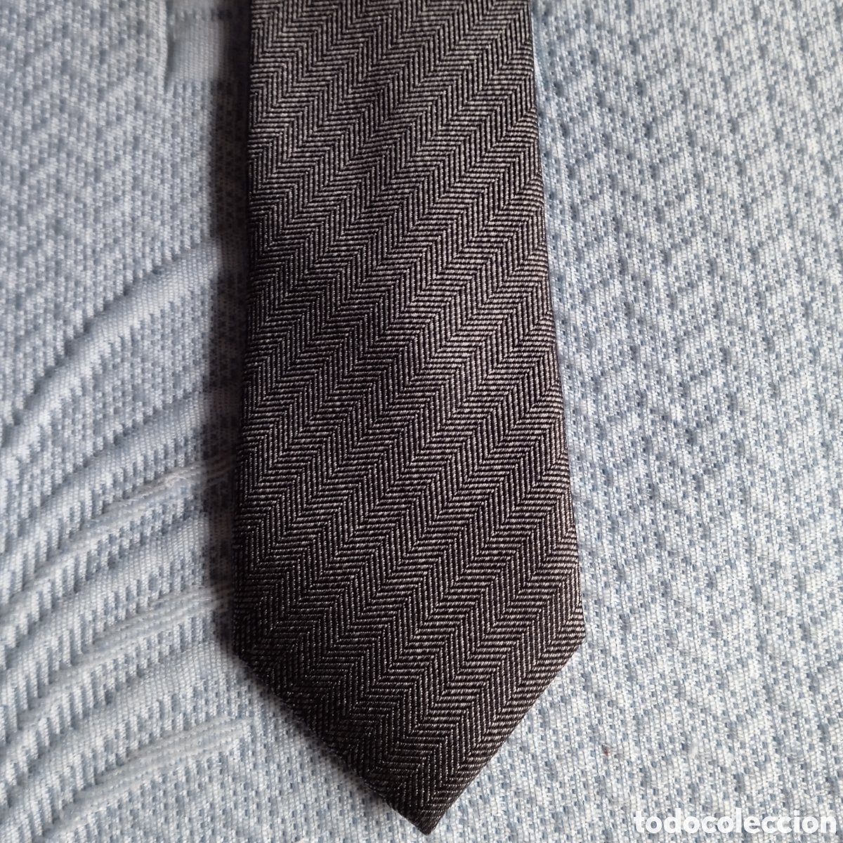 Vintage: Corbata de Seda ,gris jaspeado ,100%100 Seda - Foto 8