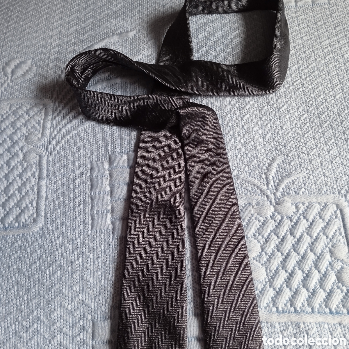 Vintage: Corbata de Seda ,gris jaspeado ,100%100 Seda - Foto 10