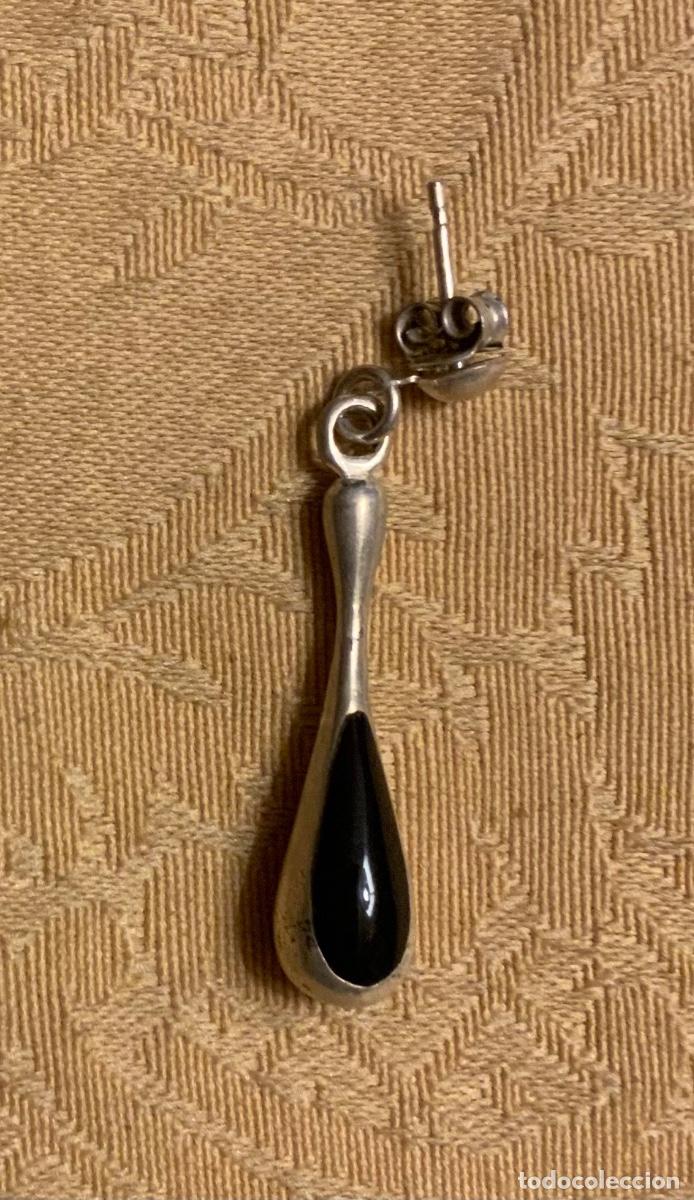 Vintage: ANTIGUOS PENDIENTES DE PLATA Y ESMALTE NEGRO - Foto 6