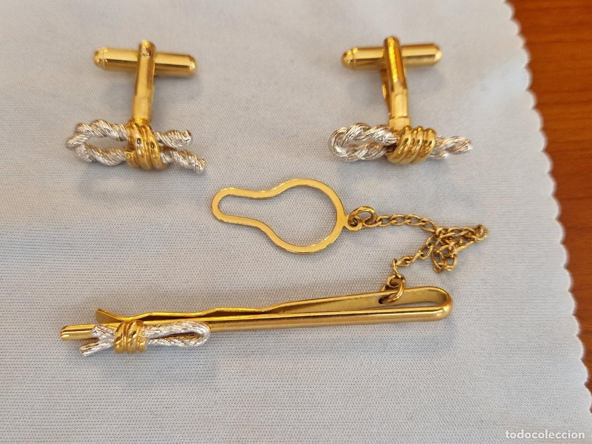 Vintage: Gemelos y pasador de corbata con nudo marino - Foto 1