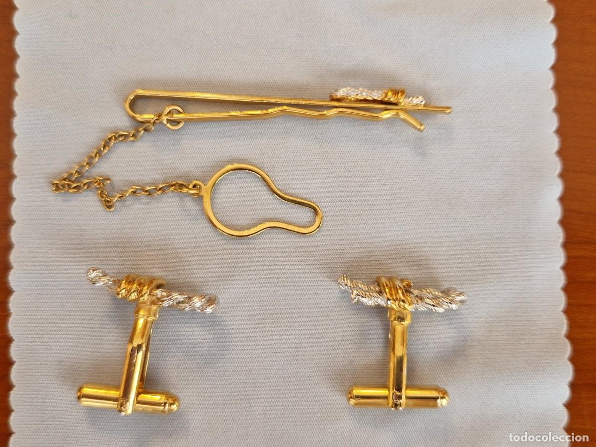 Vintage: Gemelos y pasador de corbata con nudo marino - Foto 2