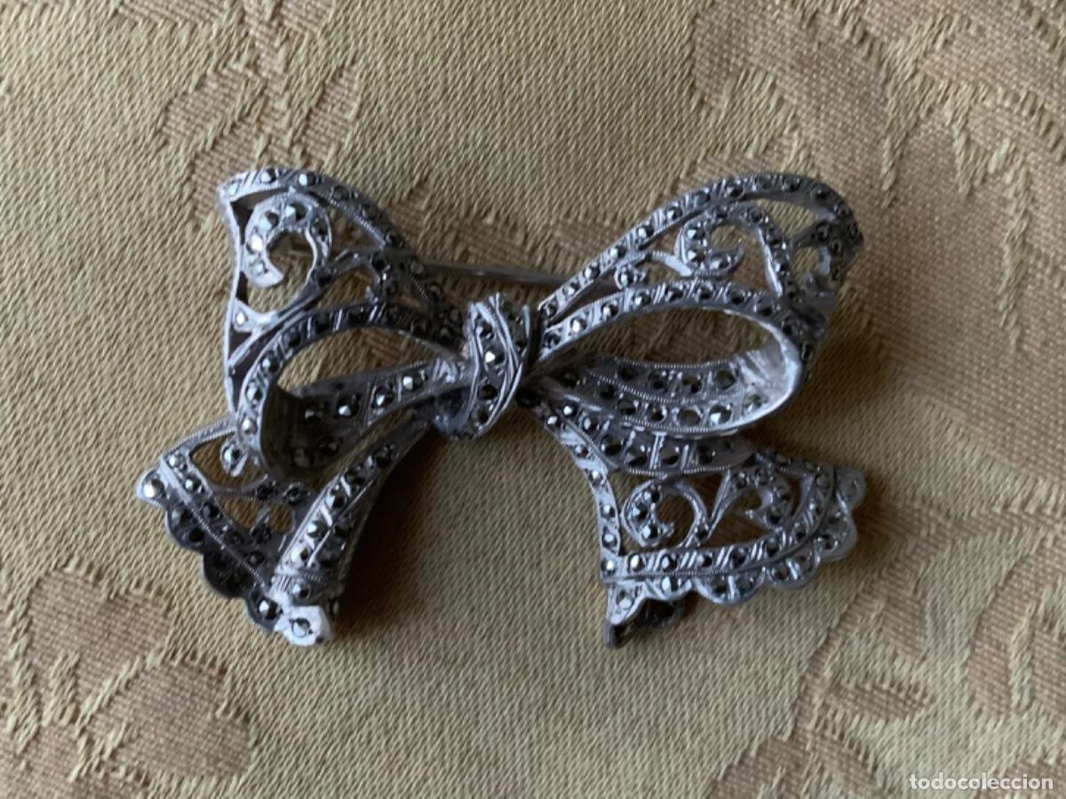 Vintage: ANTIGUO BROCHE LAZO DE PLATA CON MARQUESITAS - Foto 4