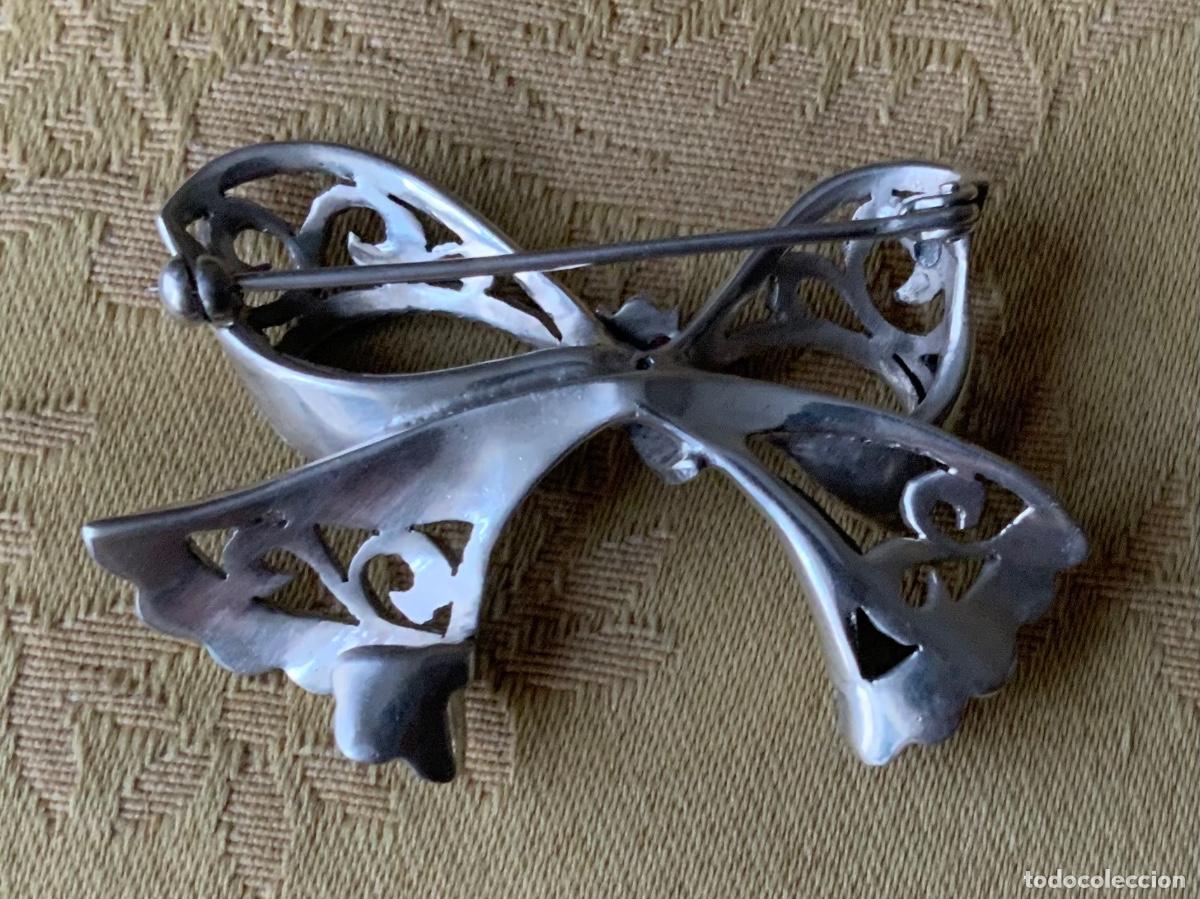 Vintage: ANTIGUO BROCHE LAZO DE PLATA CON MARQUESITAS - Foto 5