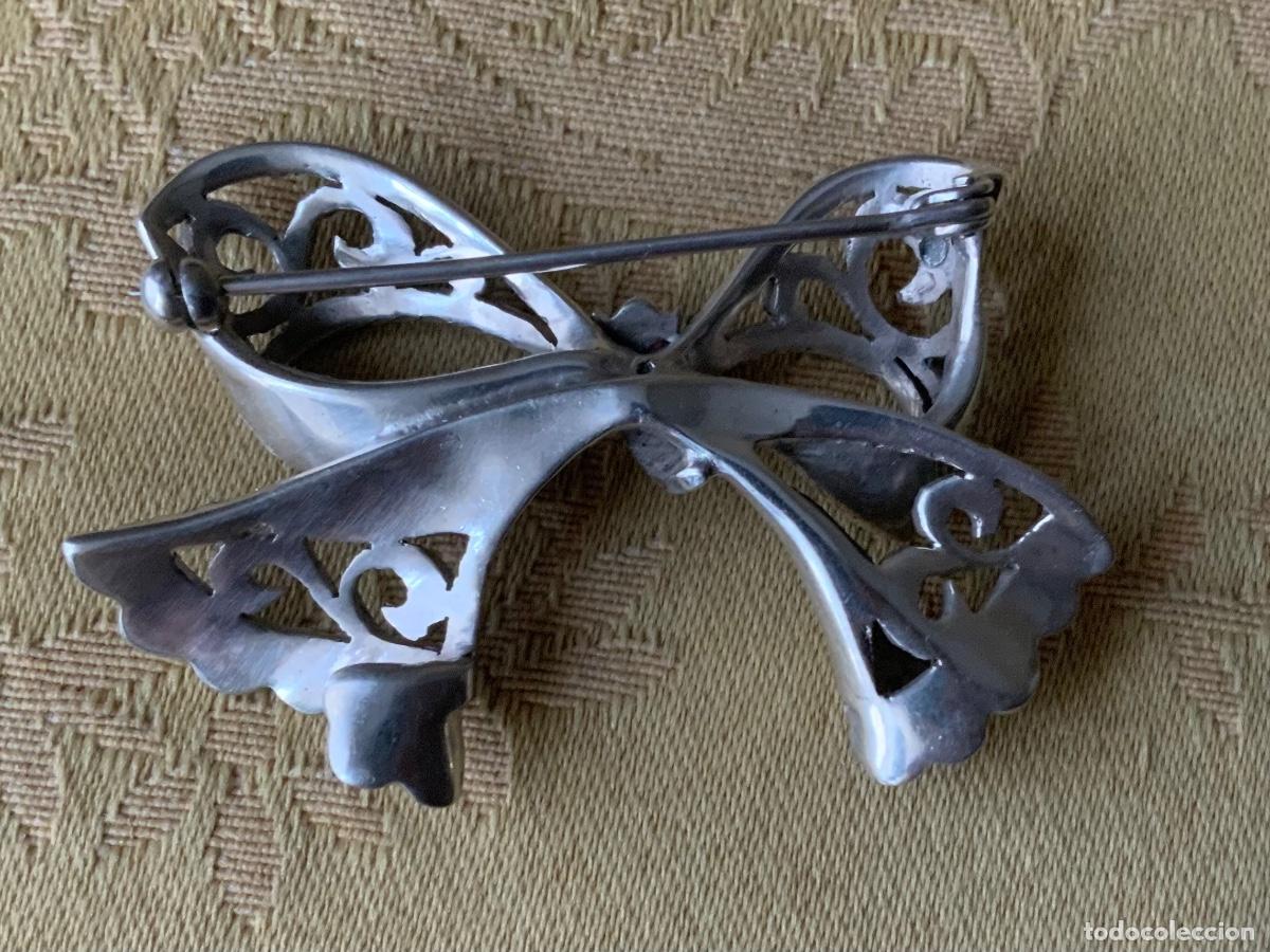 Vintage: ANTIGUO BROCHE LAZO DE PLATA CON MARQUESITAS - Foto 6