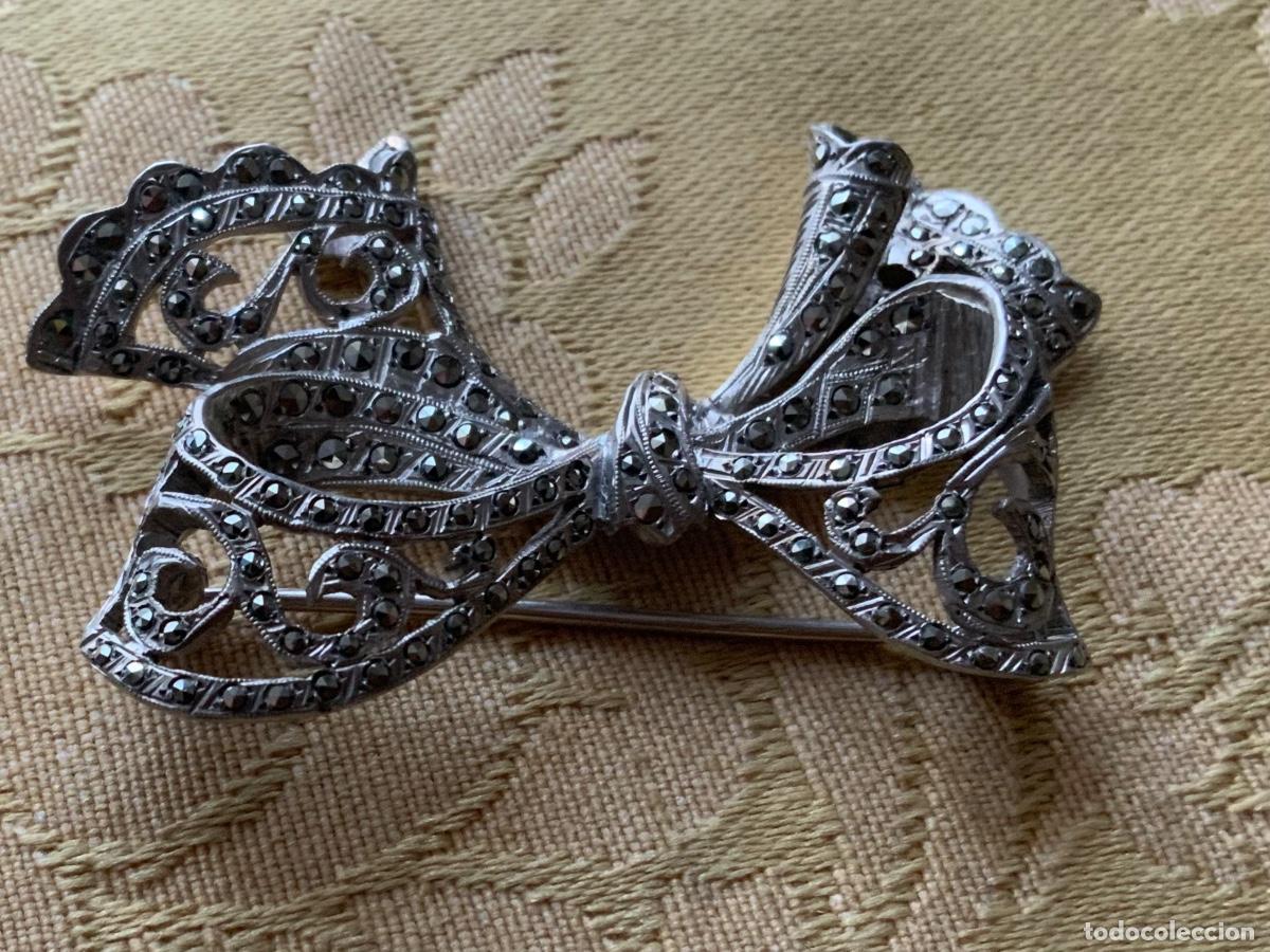 Vintage: ANTIGUO BROCHE LAZO DE PLATA CON MARQUESITAS - Foto 7