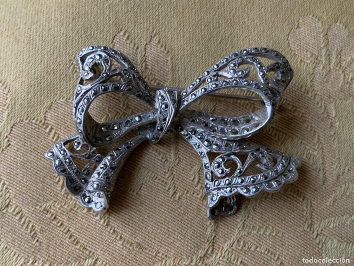 Vintage: ANTIGUO BROCHE LAZO DE PLATA CON MARQUESITAS - Foto 8