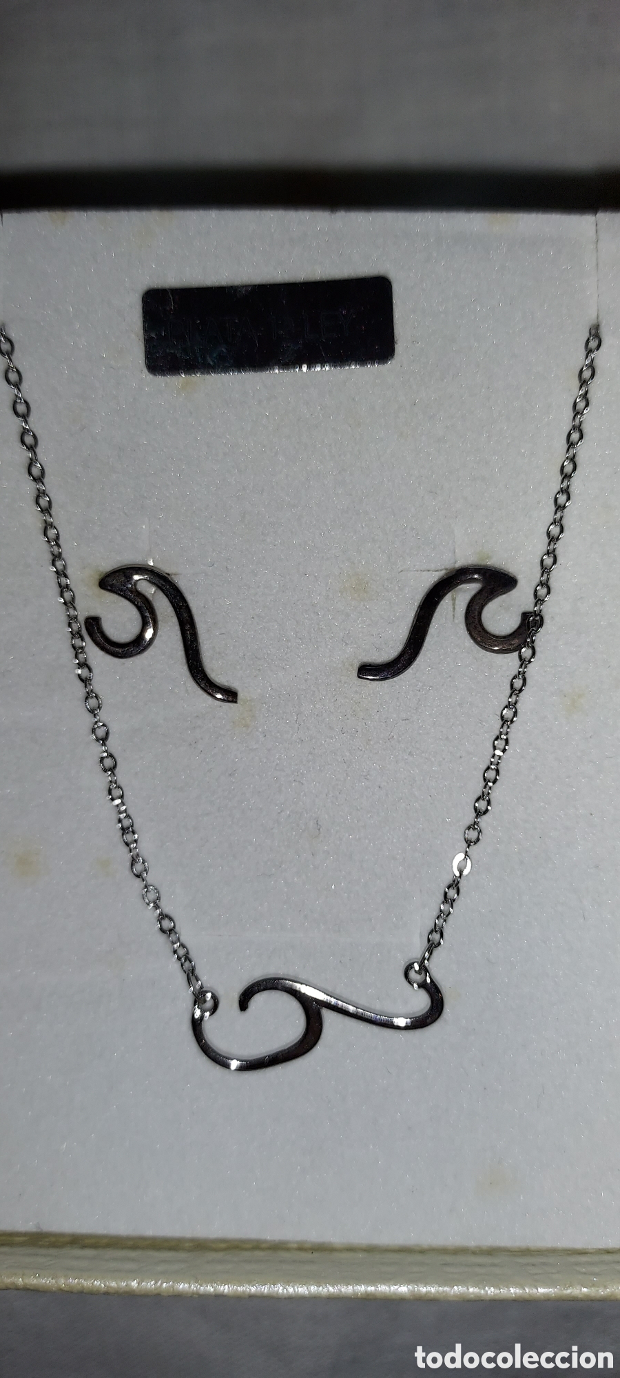 Vintage: CONJUNTO DE COLLAR Y PENDIENTES DE PLATA 1&ordf; LEY EN SU CAJA - Foto 2