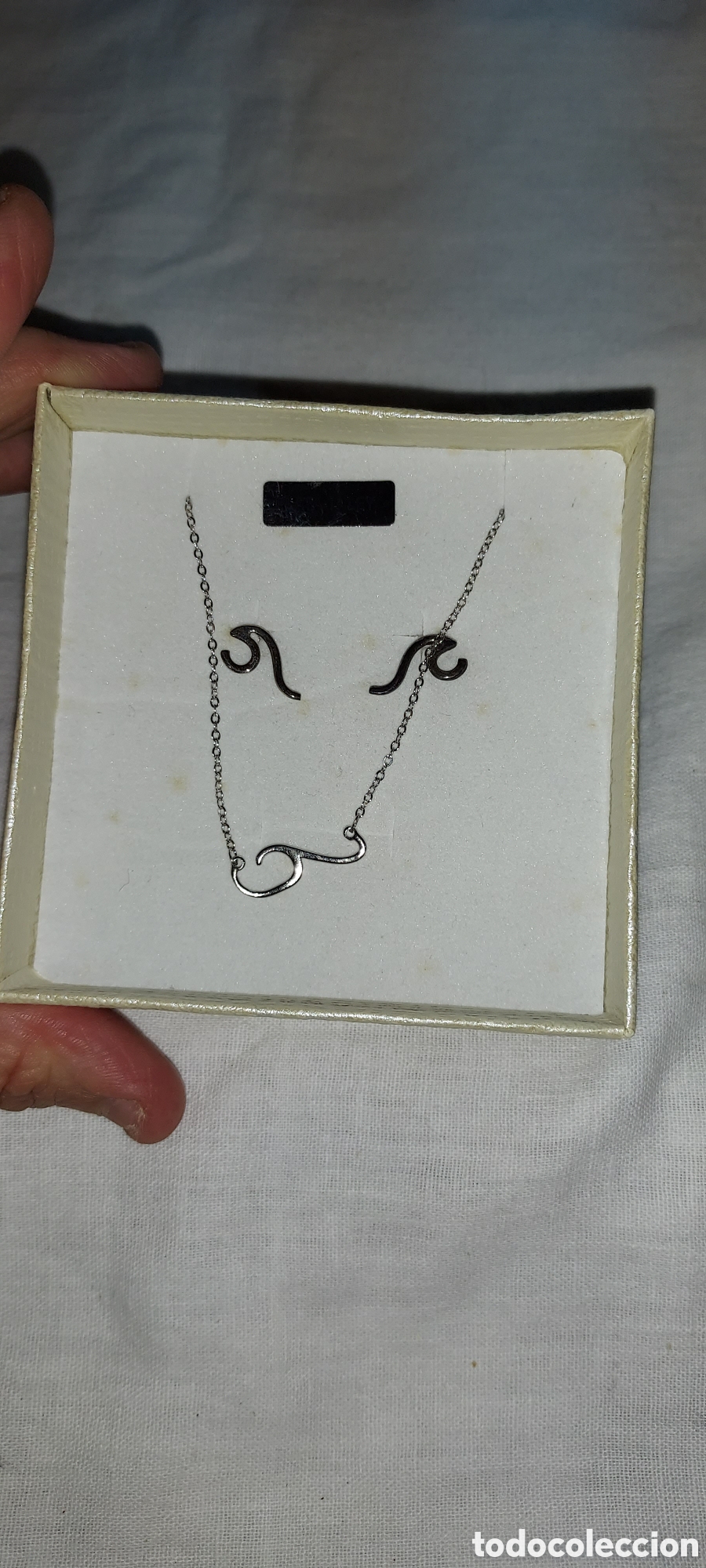 Vintage: CONJUNTO DE COLLAR Y PENDIENTES DE PLATA 1&ordf; LEY EN SU CAJA - Foto 4