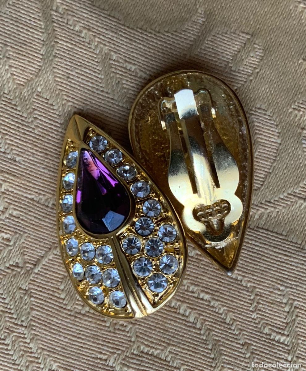 Vintage: PENDIENTES A&Ntilde;O 70 PIEDRA MORADA - Foto 5