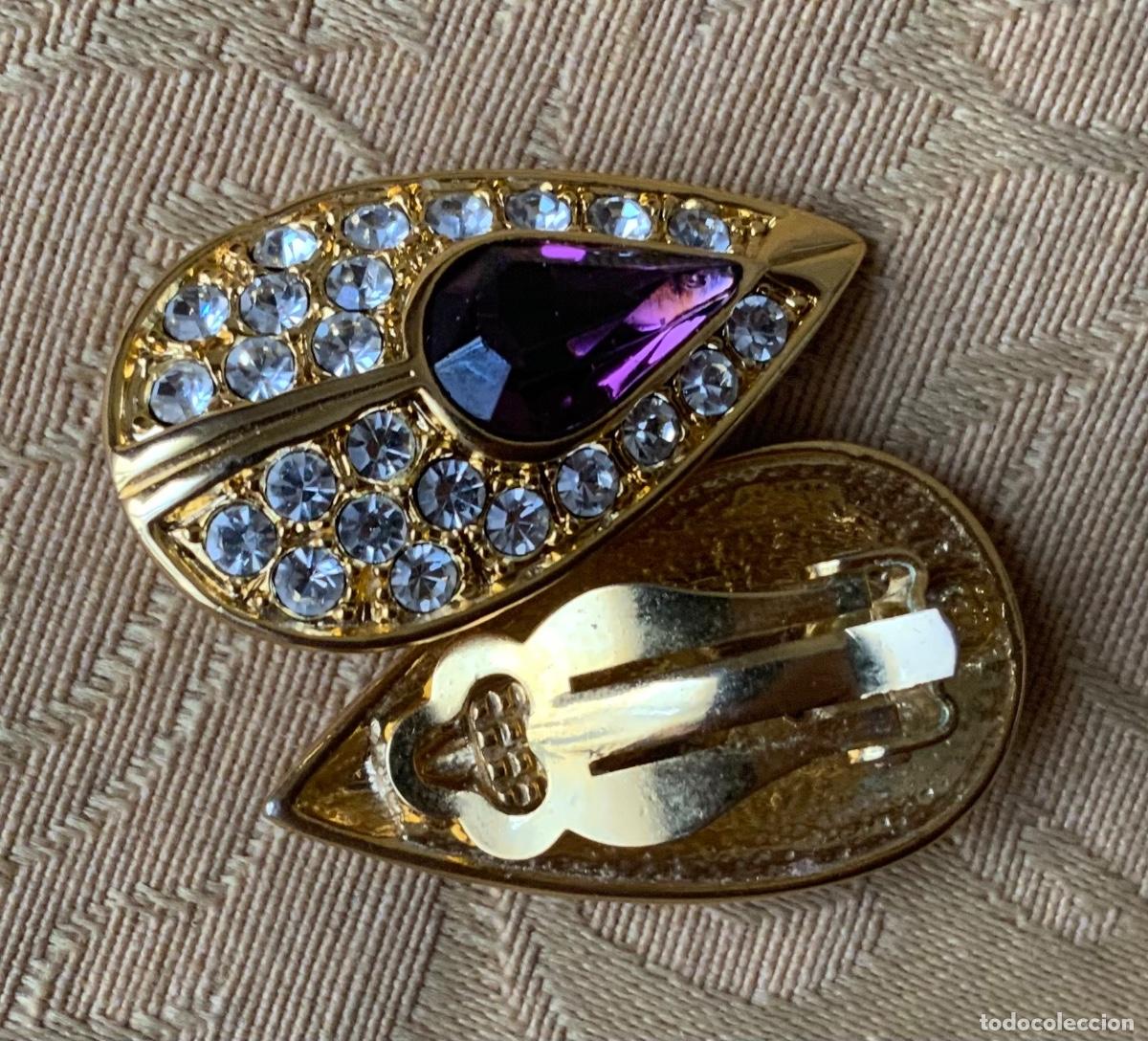 Vintage: PENDIENTES A&Ntilde;O 70 PIEDRA MORADA - Foto 8