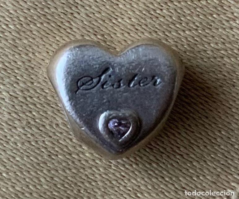 Vintage: CHARM PANDORA CORAZ&Oacute;N SISTER 925 ALE - Foto 1