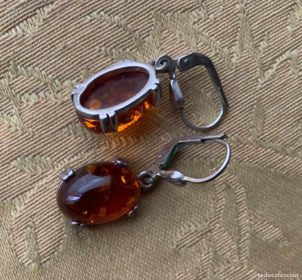 Vintage: PENDIENTES PLATA 925 Y AMBAR DEL B&Aacute;LTICO - Foto 2