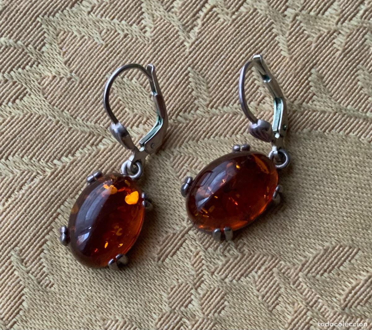 Vintage: PENDIENTES PLATA 925 Y AMBAR DEL B&Aacute;LTICO - Foto 4